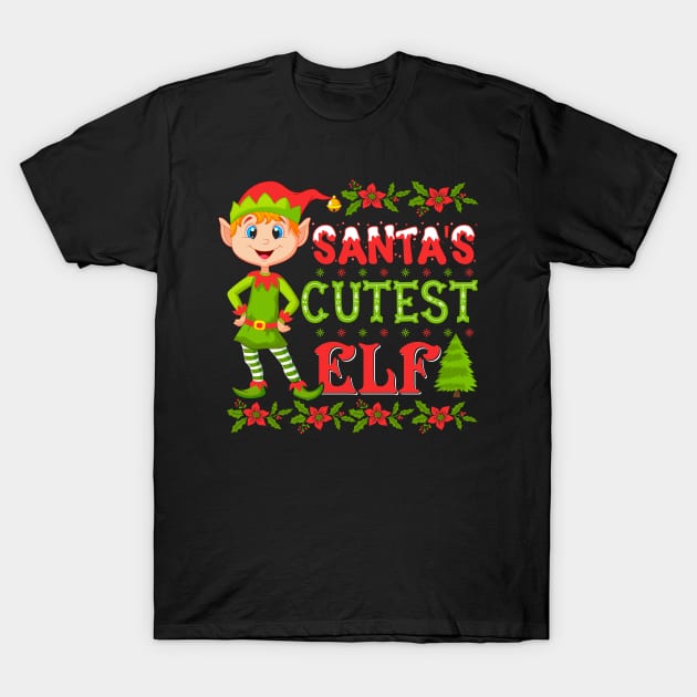 Santa's Cutest Elf Christmas T-Shirt by dkdesign96